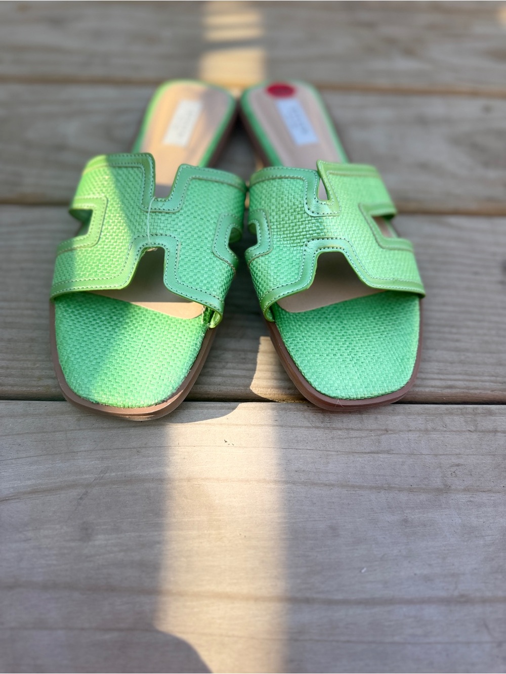 Steve Madden Green Woven Slide Sandals